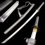 Ryujin Tactical Hand Forged 41? 1045 Carbon Steel Samurai Sword with Leather weave Sheath w/ Shoulder Strap - T64029