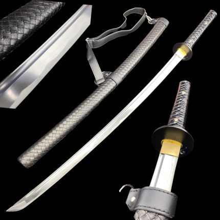 Ryujin Tactical Hand Forged 41? 1045 Carbon Steel Samurai Sword with Leather weave Sheath w/ Shoulder Strap - T64029