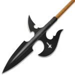 HONSHU HALBERD SPEAR- HIGH CARBON STEEL, BLACK OXIDE COATING, CROSS CUT-OUT ACCENT - LENGTH 19 3/5” - UC3503 - Image 2
