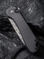 CIVIVI Button Lock Elementum II Pocket Knife Carbon Fiber Overlay On G10 Handle (2.96" Damascus Blade) C18062PB-DS1 - Image 4