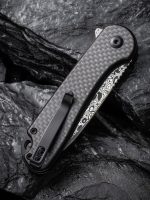 CIVIVI Button Lock Elementum II Pocket Knife Carbon Fiber Overlay On G10 Handle (2.96" Damascus Blade) C18062PB-DS1 - Image 5