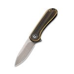 CIVIVI Mini Elementum Flipper Knife Black Hand Rubbed Brass Presentation Handle (1.83" Gray Hand Rubbed 14C28N) C18062Q-1 - Image 5