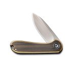 CIVIVI Mini Elementum Flipper Knife Black Hand Rubbed Brass Presentation Handle (1.83" Gray Hand Rubbed 14C28N) C18062Q-1 - Image 7