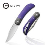 CIVIVI Appalachian Drifter II Front Flipper Knife Purple G10 Handle With Twill Carbon Fiber Bolster (2.96" Satin Finished Nitro-V) C19010C-3