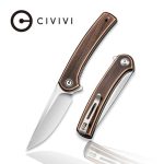 Civivi Mini Asticus Flipper Knife Black Hand Rubbed Copper Handle (3.25" Satin Finished 10Cr15CoMoV) C19026B-1