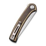 Civivi Mini Asticus Flipper Knife Black Hand Rubbed Brass Handle (3.25" Satin Finished 10Cr15CoMoV) C19026B-2 - Image 2