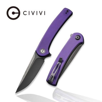Civivi Mini Asticus Flipper Knife Purple G10 Handle (3.25" Black Stonewashed 10Cr15CoMoV) C19026B-4