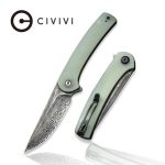Civivi Mini Asticus Flipper Knife Natural G10 Handle (3.25" Black Hand Rubbed Damascus) C19026B-DS1
