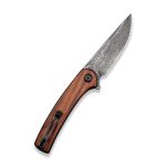 Civivi Mini Asticus Flipper Knife Cuibourtia Wood Handle (3.25" Black Hand Rubbed Damascus) - Image 4