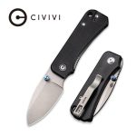 Civivi Baby Banter Thumb Stud Knife Black G10 Handle (2.34" Gray Stonewashed Nitro-V) C 19068S-1