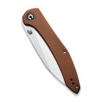 Civivi Hadros Thumb Stud Knife - Brown Micarta Handle (3.35" Satin Finished 10Cr15CoMoV) C20004-2 - Image 4