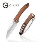 Civivi Hadros Thumb Stud Knife - Brown Micarta Handle (3.35" Satin Finished 10Cr15CoMoV) C20004-2