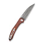 CIVIVI Hadros Thumb Stud Knife - Cuibourtia Wood Handle (3.35" Black Hand Rubbed Damascus) C 20004-DS1 - Image 3