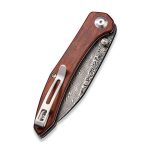 CIVIVI Hadros Thumb Stud Knife - Cuibourtia Wood Handle (3.35" Black Hand Rubbed Damascus) C 20004-DS1 - Image 7