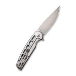 Civivi Perf Flipper Knife - Plain Skeletonized Steel Handle (3.12'' Stonewashed Nitro-V) C20006-A - Image 5