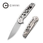 Civivi Perf Flipper Knife - Plain Skeletonized Steel Handle (3.12'' Stonewashed Nitro-V) C20006-A