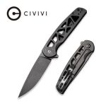 Civivi Perf Flipper Knife - Black Skeletonized Steel Handle (3.12'' Black Stonewashed Nitro-V) C20006-B