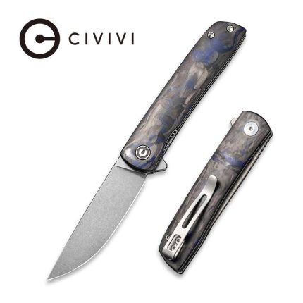 Civivi Bo Flipper Knife - Carbon Fiber Blue Handle (2.92'' Gray Stonewashed Nitro-V) C20009B-A