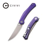 Civivi Lazar Front Flipper Knife Purple G10 Handle (3.31" Gray Stonewashed 10Cr15CoMoV) C20013-2