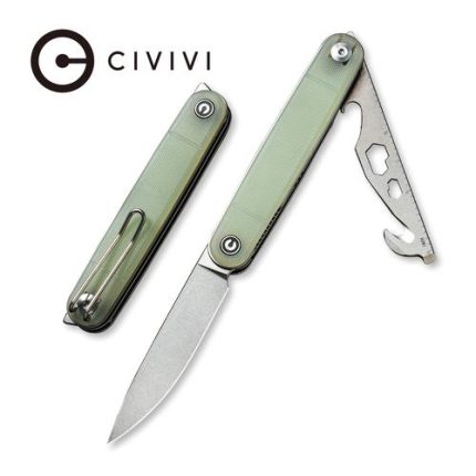 CIVIVI Crit Front Flipper Knife With Multi-Tool Natural G10 Handle (3.18" Stonewashed Nitro-V) C 20014F-2