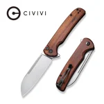 CIVIVI Chevalier Button Lock and Flipper Opener Wood Handle (3.46" 14C28N Blade)