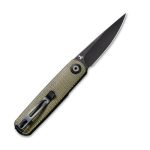 CIVIVI Lumi Front Flipper Knife Green Micarta Handle (2.56" Black Stonewashed 14C28N) C20024-1 - Image 7