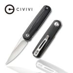 CIVIVI Lumi Front Flipper Knife Black G10 Handle (2.56" Stonewashed 14C28N) C20024-3