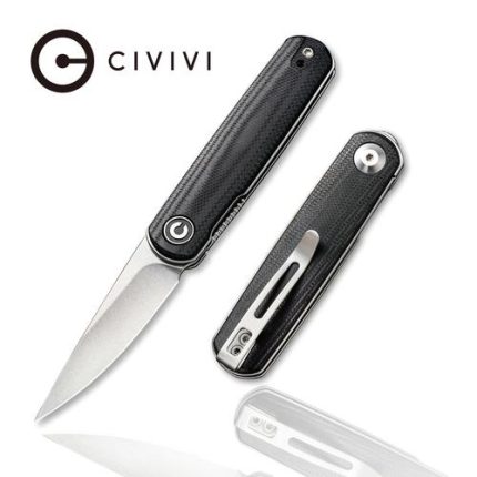 CIVIVI Lumi Front Flipper Knife Black G10 Handle (2.56" Stonewashed 14C28N) C20024-3
