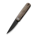 CIVIVI Lumi Front Flipper Knife Brown Burlap Micarta Handle (2.56" Black Stonewashed 14C28N Blade) C20024-5 - Image 2