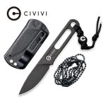 CIVIVI Minimis Fixed Blade Neck Knife With Kydex Sheath (2.22" Black Stonewashed 10Cr15CoMoV) C20026-1