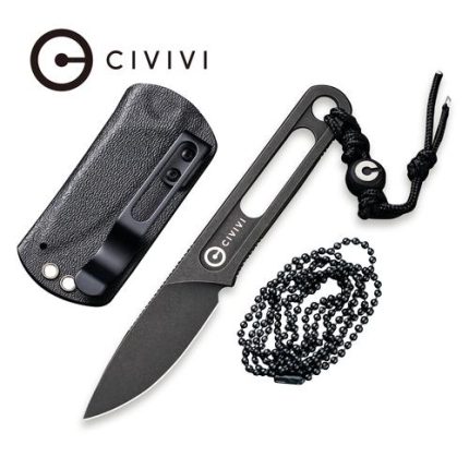 CIVIVI Minimis Fixed Blade Neck Knife With Kydex Sheath (2.22" Black Stonewashed 10Cr15CoMoV) C20026-1