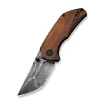 CIVIVI Thug 2 Thumb Stud Knife Cuibourtia Wood Handle (2.69" Black Hand Rubbed Damascus) C20028C-DS1 - Image 2