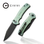 CIVIVI Cogent Pocket Knife with Button Lock and Flipper Opener Natural G10 Handle (3.47" Black Stonewashed 14C28N) C 20038D-3