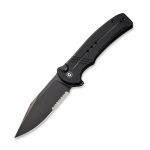 CIVIVI Cogent Pocket Knife with Button Lock and Flipper Opener - Black G10 handle (3.47" Black Stonewashed 14C28N With Half Serrated) C 20038E-1 - Image 2