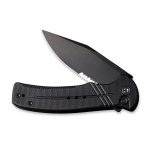CIVIVI Cogent Pocket Knife with Button Lock and Flipper Opener - Black G10 handle (3.47" Black Stonewashed 14C28N With Half Serrated) C 20038E-1 - Image 5