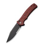 CIVIVI Cogent Pocket Knife with Button Lock and Flipper Opener C20038E-2 - Burgundy G10 handle (3.47" Black Stonewashed 14C28N With Half Serrated) C 20038E-2 - Image 6