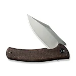 CIVIVI Sinisys Flipper Knife Brown Burlap Micarta Presentation With Plain Steel Lock Side Handle (3.7" Silver Bead Blasted 14C28N) C20039-2 - Image 4