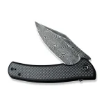 CIVIVI Sinisys Flipper Knife Twill Carbon Fiber Overlay On Black G10 Presentation With Black Steel Lock Side Handle (3.7" Black Hand Rubbed Damascus) C20039-DS1 - Image 5