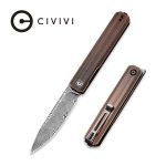 Civivi Exarch Front Flipper Knife - Black Hand Rubbed Copper Handle (3.22'' Black Hand Rubbed Damascus) C 2003DS-2