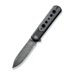 CIVIVI Banneret Black Steel Handle With Black G10 / Twill Carbon Fiber Inlay (3.48" Black Hand Rubbed Damascus) C20040D-DS1 - Image 2