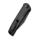 CIVIVI Cachet Flipper Knife Diamond Patterned Black Steel Handle With Dark Green Canvas Micarta Inlay (3.48" Black Hand Rubbed Damascus) C20041B-DS1 - Image 5