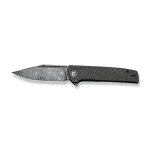 CIVIVI Cachet Flipper Knife Diamond Patterned Black Steel Handle With Dark Green Canvas Micarta Inlay (3.48" Black Hand Rubbed Damascus) C20041B-DS1 - Image 8