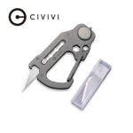 CIVIVI Polymorph Carabiner Keychain Multi-Tool - Gray Titanium (Plain 9Cr18MoV Utility Blade With Extra 3PCS 9Cr18MoV Blades) C20045-1- UK FRIENDLY CARRY KNIFE