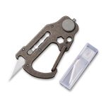 Civivi Polymorph Bronze Titanium Carabiner Keychain Multi-Tool (Plain 9Cr18MoV Utility Blade With Extra 3PCS 9Cr18MoV Blades) C20045-2 - UK FRIENDLY CARRY KNIFE - Image 6