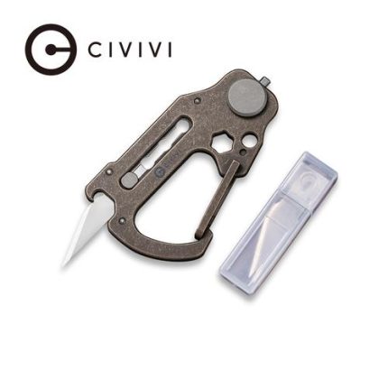 Civivi Polymorph Bronze Titanium Carabiner Keychain Multi-Tool (Plain 9Cr18MoV Utility Blade With Extra 3PCS 9Cr18MoV Blades) C20045-2 - UK FRIENDLY CARRY KNIFE