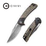 Dogma Flipper Knife Black Polished Brass Handle (3.46'' Black Hand Rubbed Damascus) C2005DS-1