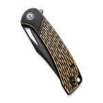 Dogma Flipper Knife Black Polished Brass Handle (3.46'' Black Stonewashed D2) C2005E - Image 3