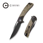 Dogma Flipper Knife Black Polished Brass Handle (3.46'' Black Stonewashed D2) C2005E