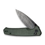 CIVIVI Altus Pocket Knife with Button Lock and Flipper Opener Green Micarta Handle (2.97" Black Hand Rubbed Damascus) C 20076-DS1 - Image 5