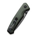 CIVIVI Altus Pocket Knife with Button Lock and Flipper Opener Green Micarta Handle (2.97" Black Hand Rubbed Damascus) C 20076-DS1 - Image 3